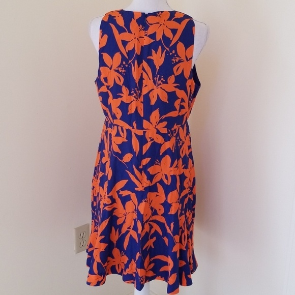 NWT! J. CREW Blue with Orange Printed Size 12 Dress - Picture 3 of 8
